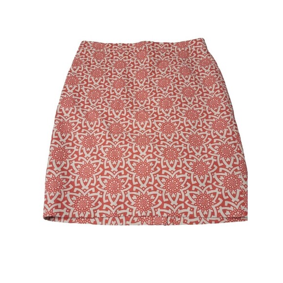 J. Crew Coral White Pencil Skirt Knee Length Slit in Back Lined Zips Sz 4 - Picture 2 of 10